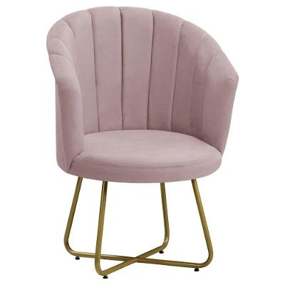 Poltrona Pérola Base De Metal Dourada Veludo - Star Confort Rose