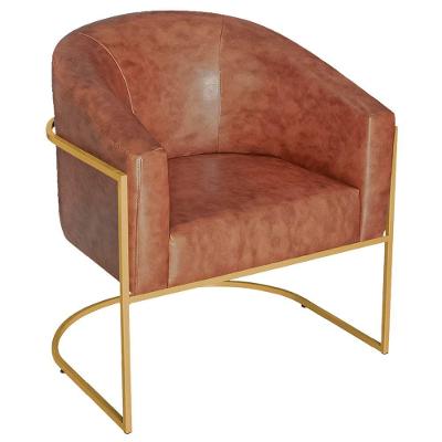 Poltrona Luiza Base De Ferro Dourado Sintetico Nozes - Adj Decor Cor Nozes