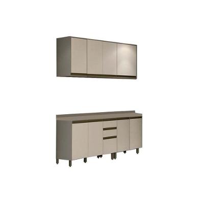 Kit Cozinha Completa 6 Peças Connect  (2 Armários + 2 Balcões + 2 Complementos) C6P07 Duna/Cristal - Henn
