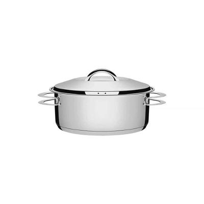 Caçarola Tramontina Solar Rasa Em Aço Inox Fundo Triplo Com Tampa E Alças 20 Cm 2,9 L Tramontina
