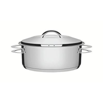 Caçarola Tramontina Solar Rasa Em Aço Inox Fundo Triplo Com Tampa E Alças 24 Cm 4,7 L Tramontina