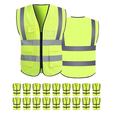 Colete Faixa Sinalizador Refletivo Kit 18 Unidades Epi Blusão Fluorescente Obra Bolsos Ziper