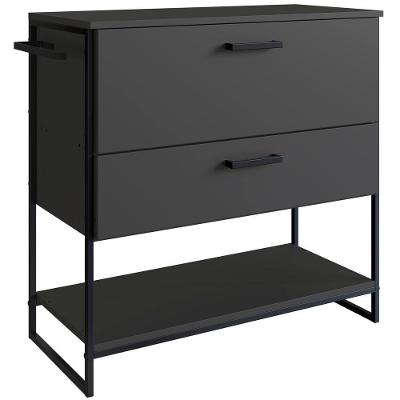 Gabinete Banheiro Industrial 80 Cm 1028 Grafite Aço Preto Pp Grafite Preto