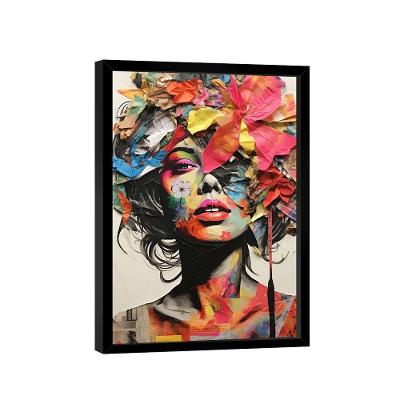 Quadro Retrato De Colagem Mulher Colorida -- Br Artes