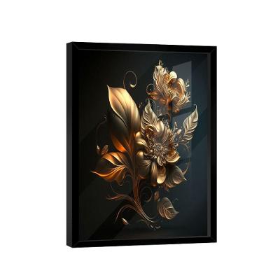 Quadro Flor Dourada 3d -- Br Artes