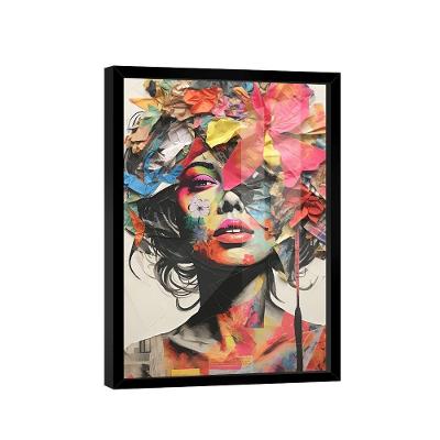 Quadro Retrato De Colagem Mulher Colorida -- Br Artes