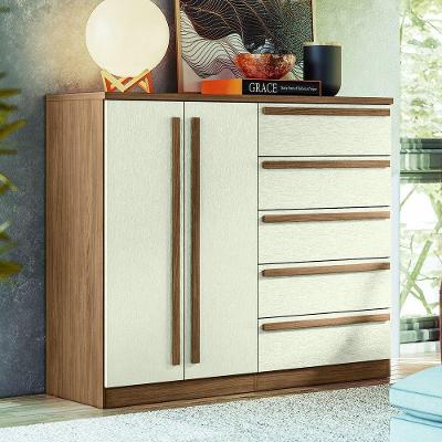 Cômoda 2 Portas E 5 Gavetas Málaga Gold Santos Andirá Jatoba/areia