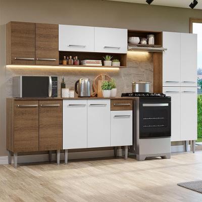 Armário De Cozinha Completa 293cm Rustic/branco Emilly Madesa 10 Rustic/branco