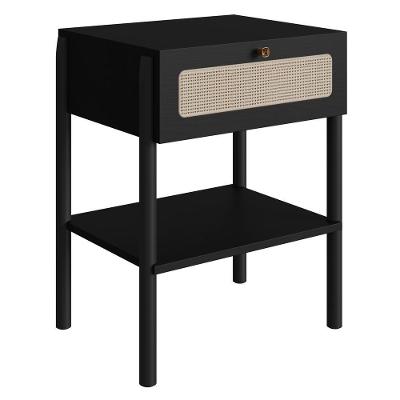 Mesa De Cabeceira 1 Gaveta Palhinha 27932 Linha Oslo Nero Artesano Nero