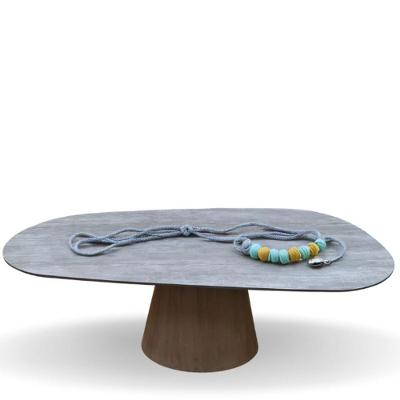 Mesa Cone Organica 198x122cm Cimento Queimado