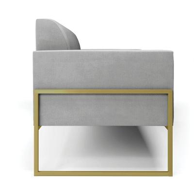 Sofá Namoradeira Base Industrial Alta Dourado Marisa Suede D03 - D\'rossi Cor Cinza
