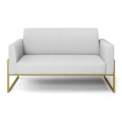 Sofá Namoradeira Base Industrial Alta Dourado Marisa Linho Cinza A05 D03 - D\'rossi
