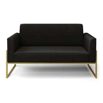 Sofá Namoradeira Base Industrial Alta Dourado Marisa Suede D03 - D\'rossi Cor Preto