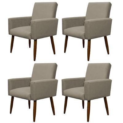 Kit 4 Poltronas Decorativa Sala E Quarto Nina Suede Herrero Cor:cappuccino