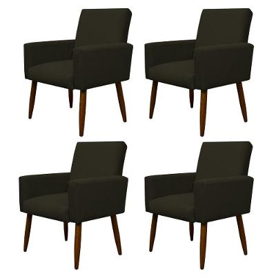 Kit 4 Poltronas Decorativa Sala E Quarto Nina Suede Herrero Cor:marrom