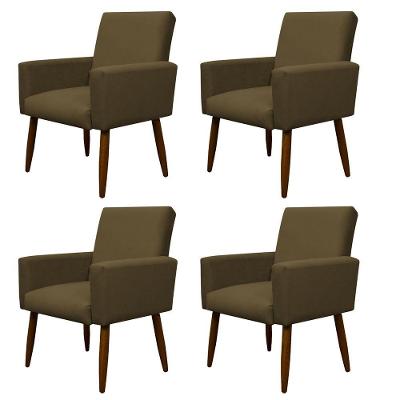 Kit 4 Poltronas Decorativa Sala E Quarto Nina Suede Herrero Cor:marrom Claro