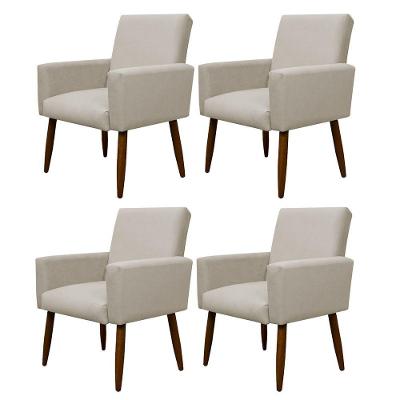 Kit 4 Poltronas Decorativa Sala E Quarto Nina Suede Herrero Cor:bege