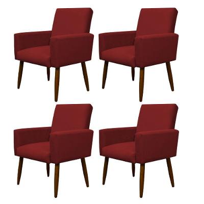 Kit 4 Poltronas Decorativa Sala E Quarto Nina Suede Herrero Cor:vermelho