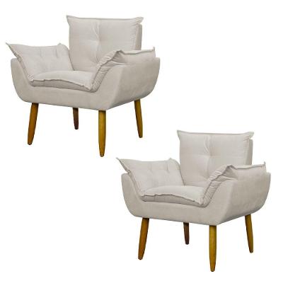 Kit 2 Poltronas Decorativa Sala E Quarto Opala Suede Herrero Cor:bege