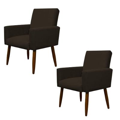 Kit 2 Poltronas Decorativa Sala E Quarto Nina Suede Herrero Cor:marrom Escuro