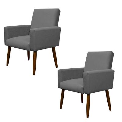 Kit 2 Poltronas Decorativa Sala E Quarto Nina Suede Herrero Cor:cinza