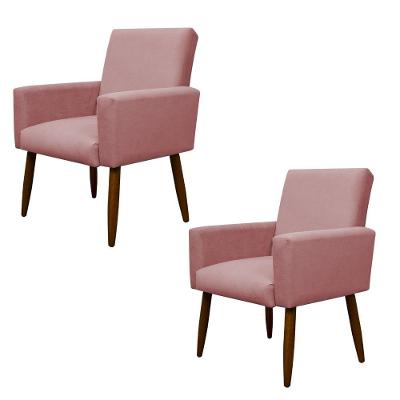 Kit 2 Poltronas Decorativa Sala E Quarto Nina Suede Herrero Cor:rosa