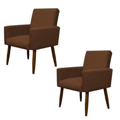 Kit 2 Poltronas Decorativa Sala E Quarto Nina Suede Herrero Cor:cobre
