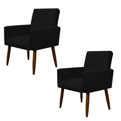 Kit 2 Poltronas Decorativa Sala E Quarto Nina Suede Herrero Cor:preto