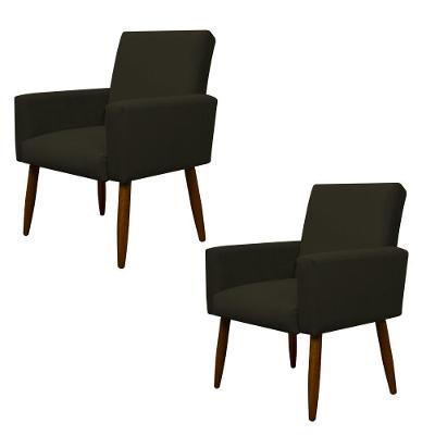 Kit 2 Poltronas Decorativa Sala E Quarto Nina Suede Herrero Cor:marrom