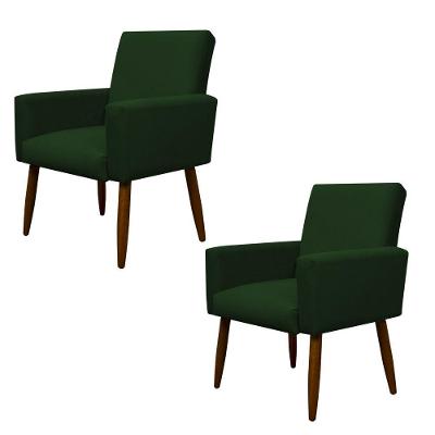 Kit 2 Poltronas Decorativa Sala E Quarto Nina Suede Herrero Cor:verde