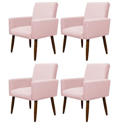 Kit 4 Poltronas Decorativa Sala E Quarto Nina Suede Herrero Cor:rosa Bebê