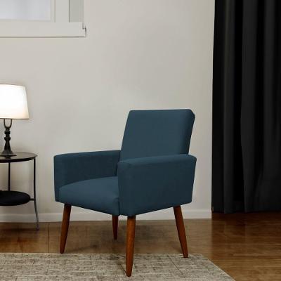 Poltrona Decorativa Para Sala E Quarto Nina Suede Herrero Cor:azul Marinho