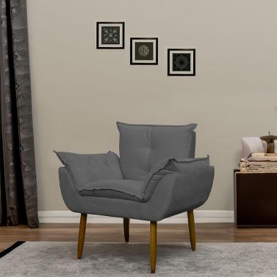 Poltrona Decorativa Para Sala E Quarto Opala Suede Herrero Cor:cinza