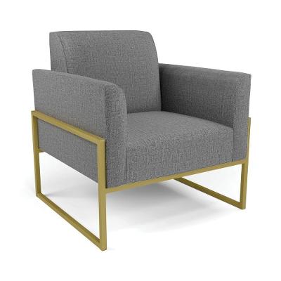 Poltrona Base Industrial Alta Dourado Marisa Linho D03 - D\'rossi Cor A26 Grafite
