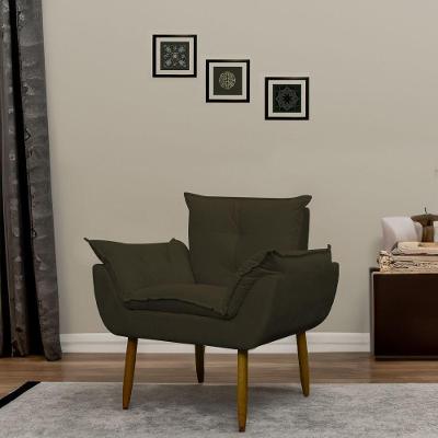 Poltrona Decorativa Para Sala E Quarto Opala Suede Herrero Cor:marrom Escuro