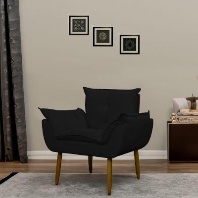 Poltrona Decorativa Para Sala E Quarto Opala Suede Herrero Cor:preto