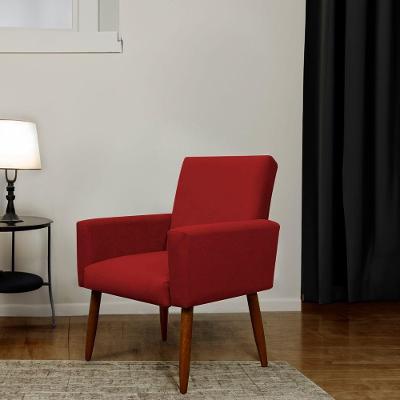 Poltrona Decorativa Para Sala E Quarto Nina Suede Herrero Cor:vermelho