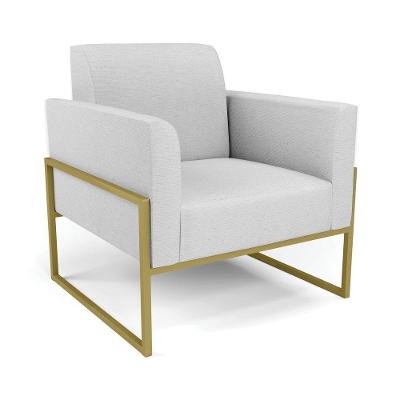 Poltrona Base Industrial Alta Dourado Marisa Linho D03 - D\'rossi Cor A05 Cinza