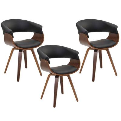 Kit 03 Cadeiras Giratórias Decorativa Para Sala De Jantar Ohana Pu Preto G56 - Gran Belo
