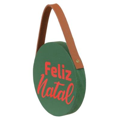Placa Decorativa Feliz Natal Em Madeira Verde 20x13 Cm F04 - D'rossi