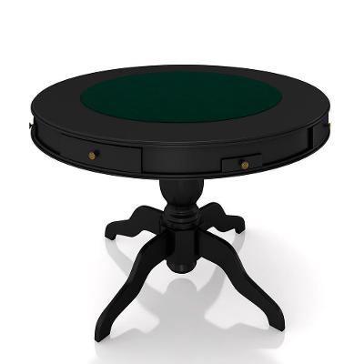 Mesa De Jogos Carteado 4 Lugares Bellagio Com Gavetas E Tampo Reversível Com Tecido Preto-verde