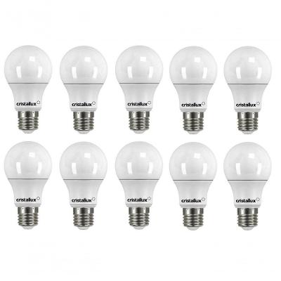 Kit 10 Lampadas Led Bulbo 9w 6500k E-27 Bivolt 810lm - Cristallux