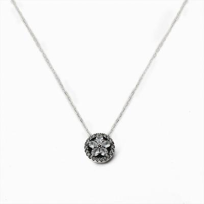 Colar Com Pingente Flor Cravejado Zircônias Prata 925