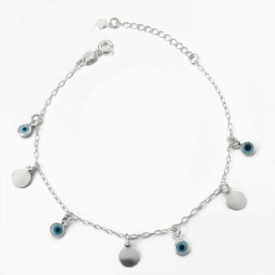 Pulseira Com Olho Grego E Chapinhas Prata 925