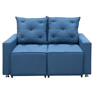 Sofá Retrátil E Reclinável 2 Lugares Bariloche 1.50cm C/ Molas - Linho Azul Linho