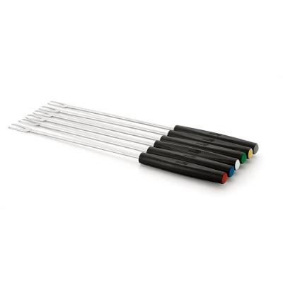 Kit 6 Garfos De Inox 23cm Para Fondue Cabo Preto Baquelite