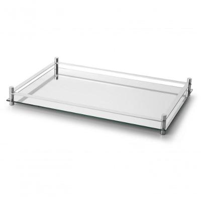 Bandeja Vidro Espelhada Decorativa Aparador Grande 54x32 Cm