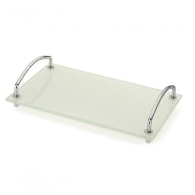 Bandeja Decorativa Organizadora Bancada Vidro Branco 25x15