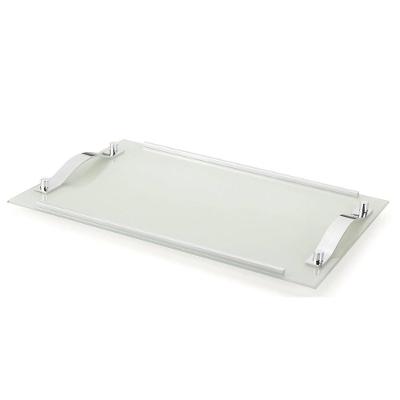 Bandeja Decorativa Vidro Branco 25x40 Cm Aparador Bar Bebida