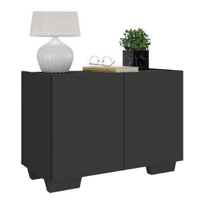 Mesa De Cabeceira Com Pés 2 Portas Multimóveis Mp4134 Preta Preto